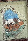 Ladakh - Hemis gompa, painted panels of the lower portico 